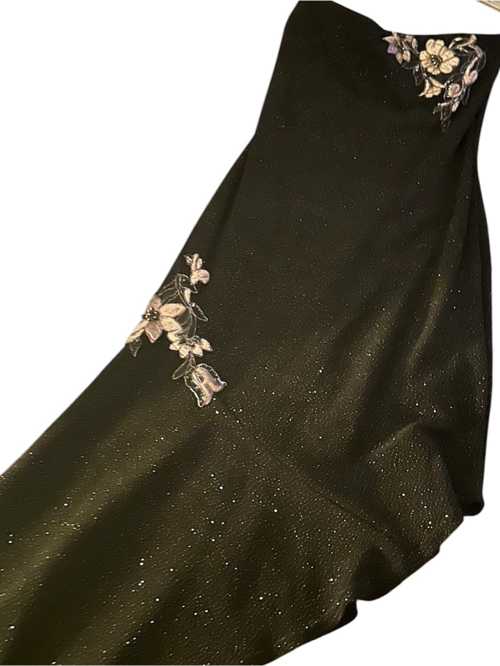 Scott McClintock Black Gown with Floral Appliqué